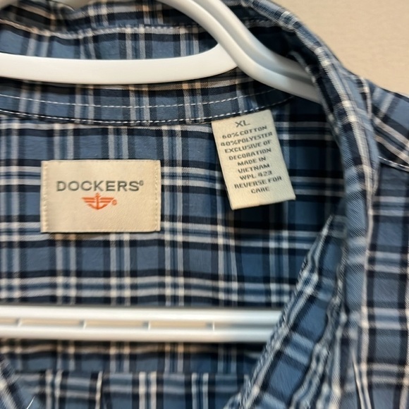 DOCKERS Classic Button Down Shirt Blue plaid Long sleeve Mens XL - Picture 7 of 9